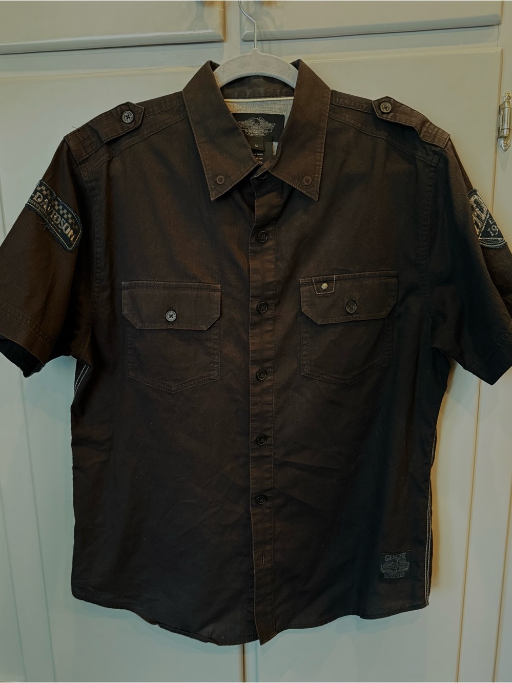 Harley Davidson Black Button Down Vintage Style Shirt Mens Large From 2013 RARE